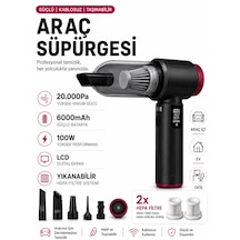 20000pa 6000mah 100w Lcd Ekranlı Led Işıklı Kablosuz Araç İçi Süpürge 2x Hepa Filtreli Mini El Süpürgesi Siyah