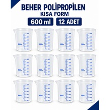 Beher Polipropilen - Kısa Form 600 Ml 12 Adet