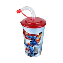 Süperman Kapaklı Pipetli Bardak 400 Ml