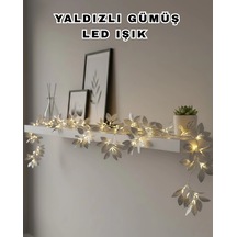 Hubrendy Tekno Yaldızlı Gümüş Yaprak Led Işık Pilli Dekoratif Ortam Ve Yılbaşı Aydınlatması