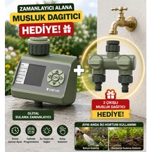 Dijital Bahçe Sulama Zamanlayıcısı + 2 Çıkışlı Musluk Dağıtıcı Hediyeli Otomatik Sulama Programlayıcı