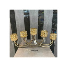 Yatay Şamdan Taşlı Gold