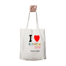 Art Hediye Kişiye Özel I Love English Teacher İki Tarafı Kalıcı Baskılı Yıkanabilir Çanta Çok Renkli