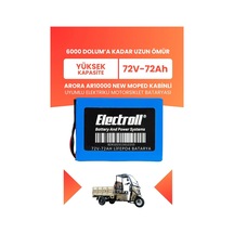 Arora Ar10000 New Moped Kabinli Uyumlu Batarya Yüksek Kapasite Lifepo4 72v 72ah Elektrikli Motorsiklet Bataryası