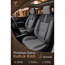 Opel Insignia 2008+ Uyumlu Apex Linen Bel Destekli Keten Füme Siyah Koltuk Kılıfı