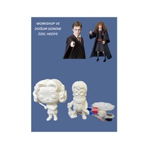 3d Harry Potter Ve Hermione Granger 2 Li Figür Boyama Seti - Kendin Boya Hobi Ve Etkinlik Seti - Akrilik Boya + 4 Fırça