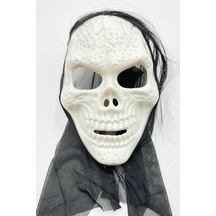 Beysüs Halloween Maske İskelet Kuru Kafa Tüllü Siyah Beyaz