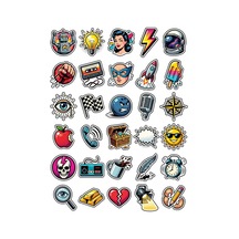 30 Adet Retro Pop Art Çizgi Roman Sticker Seti - Laptop Defter Telefon İçin Çok Renkli