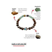 Gümüştel El Sanatları Sağlık Şifa Doğal Taş Tılsım Bilekliği Pirit Aventurin Kaplangözü Kadın Erkek Doğaltaş Bileklik Çok Renkli