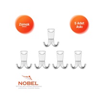 Seylan Askı, Metal Vestiyer Askısı, Krom, Duvar Ve Dolap Askılığı 5'li Set Vidalı
