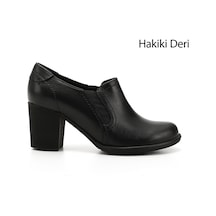 Gönderi(R) Gönderi R Siyah Orta Kalın Topuklu Hakiki Deri Ayakkabı Siyah