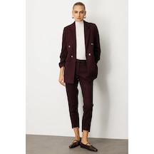 Ekol Kadın Balıksırtı Desenli Dar Paça Pantolon 5189 Bordo Bordo
