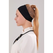 Sihirli Yapışkanlı Kaymayan Bandana Spor Bone Siyah