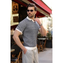Madmext Beyaz Polo Yaka Regular Fit Erkek Triko Tişört E7496