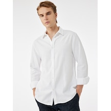 Koton Pamuklu Uzun Kollu Klasik Yaka Slim Fit Gömlek Beyaz 6wam60161hw Beyaz