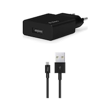 Akıllı Şarj Cihazı Seyahat Şarj Aleti 2.1a Micro Usb Kablolu Siyah