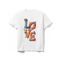 Urbantrendstore Love Unisex Kız Çocuk Bisiklet Yuvarlak Yaka Basic Kısa Kollu %100 Pamuk Tişört Beyaz