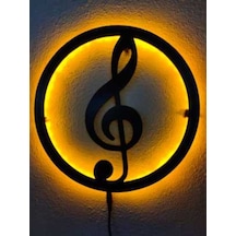 Sol Anahtarı Müzik Led Işıklı Ahşap Dekoratif Tablo