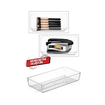 Modüler Çekmece Içi Düzenleyici, Makyaj Takı Düzenleyici - Ofis Masaüstü Organizer 30,5 X 15 Cm Şeffaf