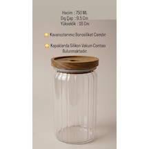750 Ml Akasya Kapaklı Yuvarlak Cam Kavanoz Yuvarlak Baharat & Erzak Saklama Kabı Açık Kahverengi - Şeffaf