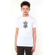 Tshirthane Motosiklet Chopper Bıker Rıder Sürücü Baskılı Unisex Çocuk Beyaz
