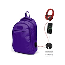 Coral High Kids Mor Üç Bölmeli USB Şarjlı Kulaklık Çıkışlı Okul Sırt Çantası 24311