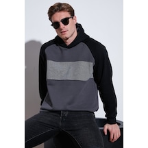 Buratti Pamuklu Regular Fit Renk Bloklu Kapüşonlu Erkek Sweat 5905771 Siyah