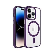 Zore İphone 14 Pro Max Uyumlu Wireless Şarj Özellikli Nvth Krom Magsafe Silikon Kılıf-derin Mor