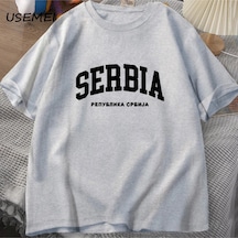 Flood Of Style Republika Srbija T Shirt Erkekler Yaz Pamuk Kısa Kollu Sırbistan T-shirt Harajuku Unisex T Sh Gri