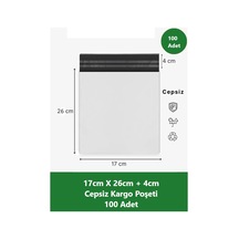 Cepsiz Kargo Poşeti 17 X 26+4 Cm 300 Adet Beyaz Küçük Boy
