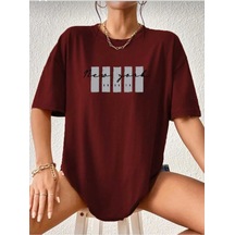 Kozia Outdoors Malkoçbey Newyork Broklıyn Baskılı Overisze Unisex Basic T-shirt Bordo