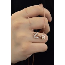 Papatya Silver 925 Ayar Gümüş Rose Altın Kaplama Beyaz Taşlı Kelebek Kolye