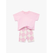 Koton Desenli Pembe Kız Bebek Alt-üst Takım 6smg10026ak Pembe