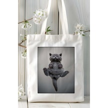 Art Hediye British Shorthairt Kedi Baskılı Bez Çanta Omuz Çantası Kişiye Özel Model 8 Çok Renkli