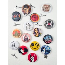 Trend-8-karışık Tasarım Rozet Seti Sanat, Müzik, Retro Ve Eğlenceli Temalı 15 Li Yaka Rozeti Çok Renkli