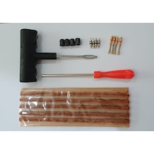 Dubleks Lastik Tamir Seti: 5 Ad 20cm Fitil, Plastik Fitil Atma, İğne Sökücü, İğne, Kapak