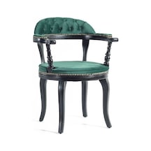 Majesta Kapitoneli Classic Ahşap Sandalye Siyah - Yeşil