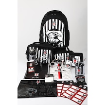 X Dekomus Lisanslı Beşiktaş Full Kırtasiye Seti 3d Kartal Büyük Boy Okul,beslenme Ve Kalem Çantası,beslenme Kabı,matara Seti Açık Gri