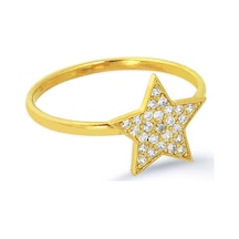 Kuyumcudukkani Elişi Yıldız Şekilli Taşlı Yüzük-10328-g-w Gold
