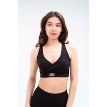 Normal People Runı - Spor Bra Şeftali Dokulu Peach Skin Kumaş Siyah