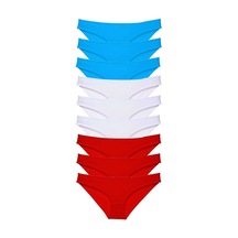 9 Adet Süper Eko Set Likralı Kadın Slip Külot Kırmızı Beyaz Mavi Altın - Lacivert