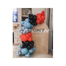 Pastel Siyah Kırmızı Fırtına Mavisi Ve Makaron Mavi Balon Zinciri 100 Adet Mix