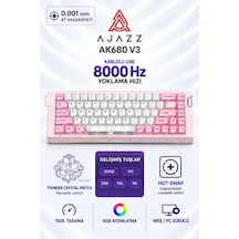 Ajazz Ak680 V3 8000 Hz Manyetik Rgb Oyuncu Klavyesi Beyaz Pembe Thunder Crystal