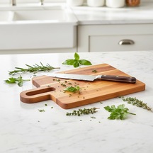 Doğal Akasya Dikdörtgen Kesme Tahtası Ve Sunum Tepsisi 35x20 Cm Masif Ahşap Et, Ekmek Ve Peynir Servis Panosu B Diğer