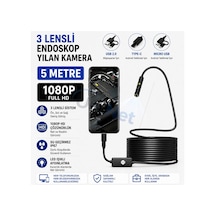 Tr 5 Metre 3 Kameralı Endoskop Yılan Kamera 1080p Full Hd Android Ve Pc