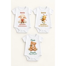 Babylimon İsme Özel 3 Lü Bebek Zıbın Seti Amcamın Minik Sevgisi Kısa Kollu Beyaz %100 Pamuk Beyaz - 929035166 Beyaz