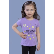 Toontoy Kids Toontoy Kız Çocuk Kalp Baskılı Tişört Lila