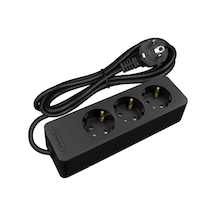 Seldur 3'lü Kablolu Topraklı Çocuk Korumalı 3'lü Siyah Priz 3 M