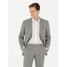 Cacharel Gri Slim Fit Yün Klasik Ceket