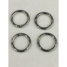 Karantuhafiye Çanta Halkası Yuvarlak Yaylı Klips 2,5 Cm 4 Lü Set Gümüş Gümüş